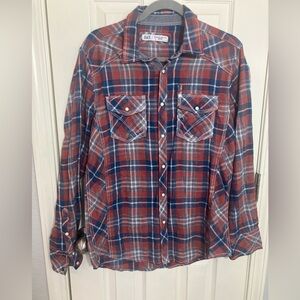 NWOT BKE Red and Blue Plaid Casual Shirt size M